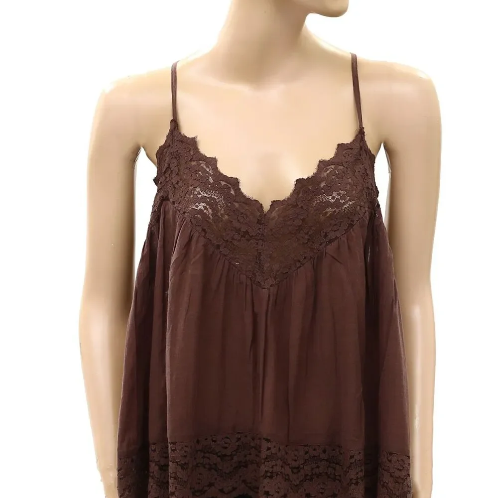 Intimately Free People Fiona Cami Blouse Top Tank Sleeveless Lace Slip XS 289767
